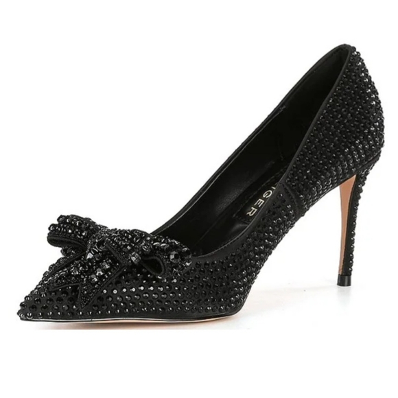 Size 6.5 Kurt Geiger Black Belgravia Crystal Bow Heels - Picture 3 of 13